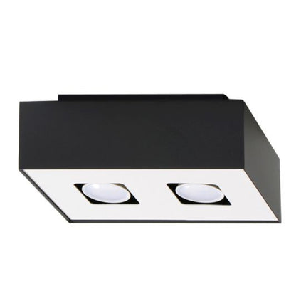 Plafonnier Double Raffiné noir en acier noir mat sur fond neutre