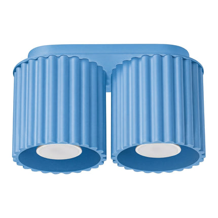 Plafonnier double spot Aura bleu azur, packshot sur fond blanc