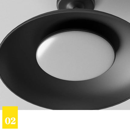 Détail du large diffuseur opale central du plafonnier extérieur noir LED