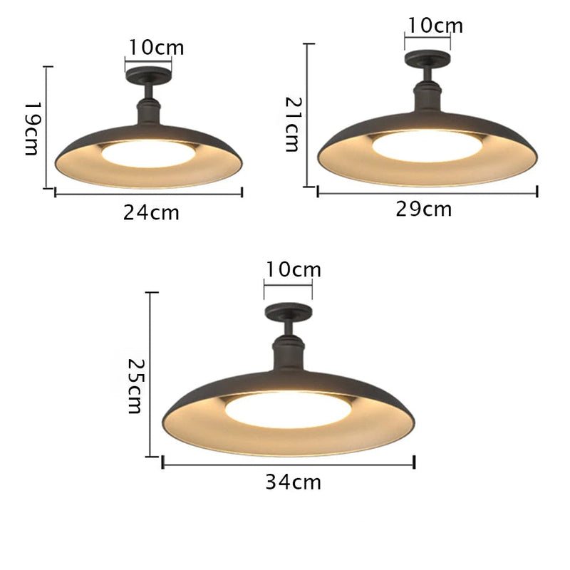 Dimensions Vintage Industrie-LED-Deckenleuchte für den Außenbereich, schwarz, aus Stahl