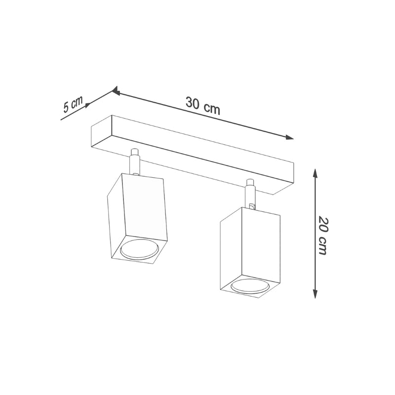 Dimensions Plafonnier Facette Cubique 2 Spots en Chêne