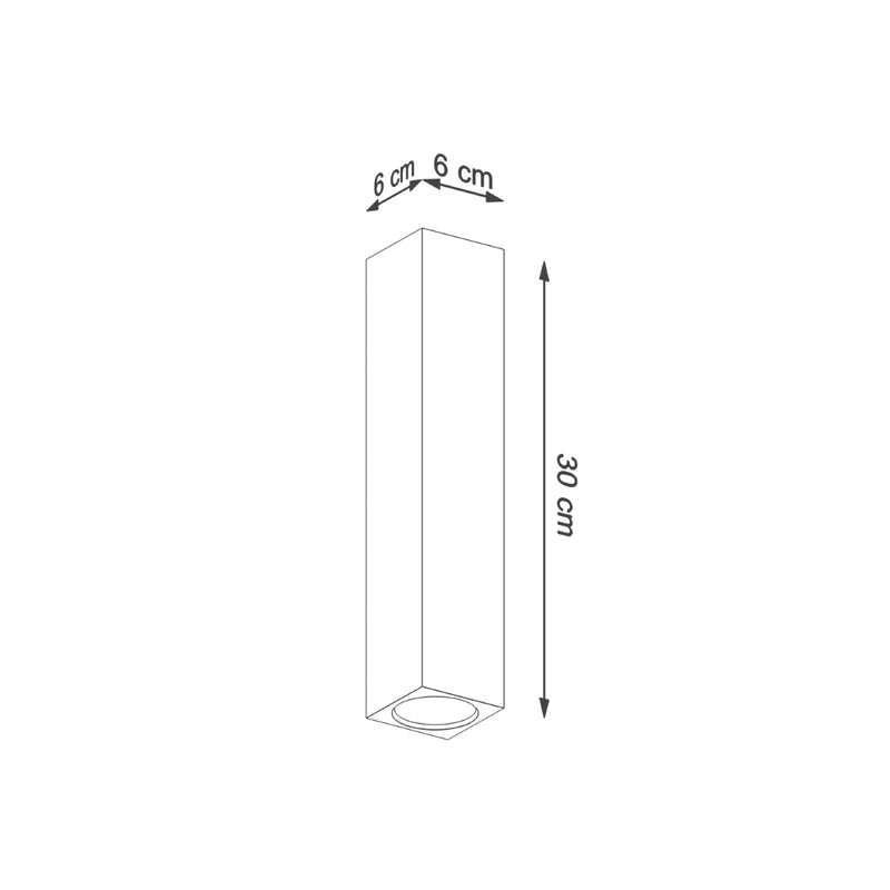 Dimensions Plafonnier Facette Cubique 30 en Chêne, Colonne Verticale