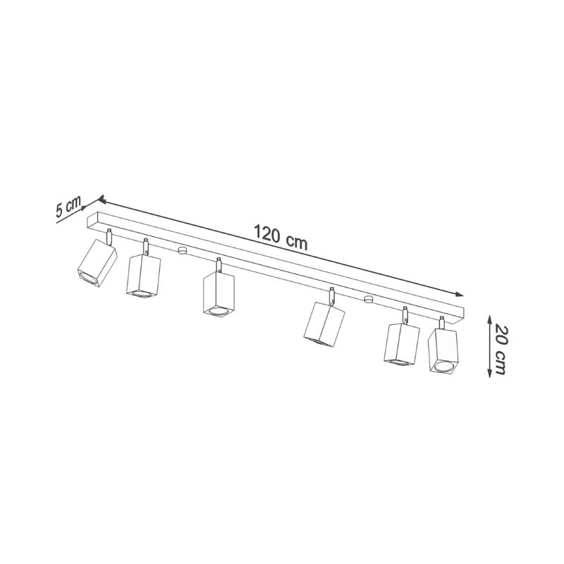 Dimensions Plafonnier Facette Cubique 6 Spots en Chêne