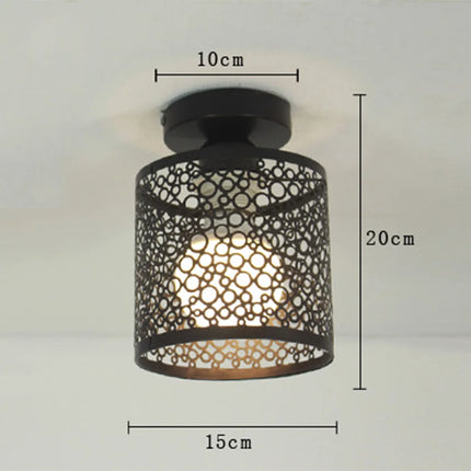 Schéma des dimensions du plafonnier fer ajouré noir, 15 cm de large et 20 cm de haut