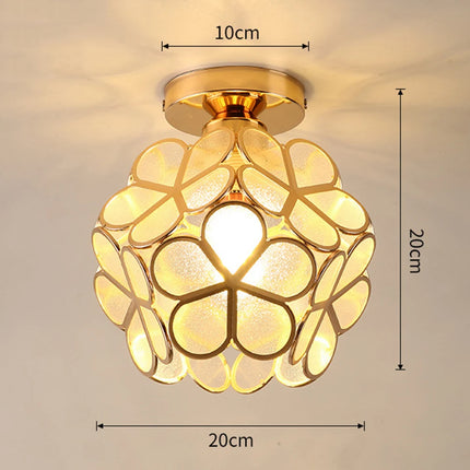 Schéma des dimensions du plafonnier fleur jaune crème, largeur 20 cm et hauteur 20 cm