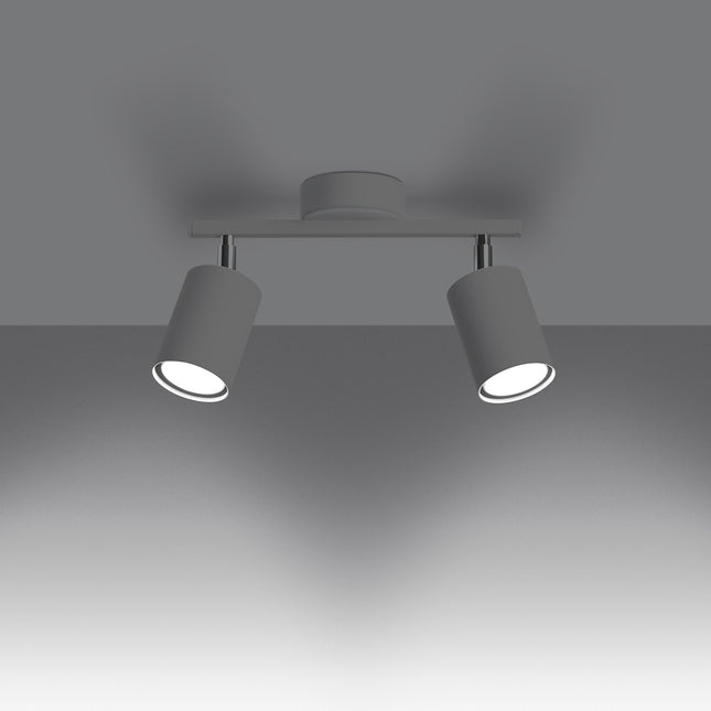 Plafón Focus Moderno 2 blanco visto de frente, acabado de acero blanco mate y líneas depuradas.