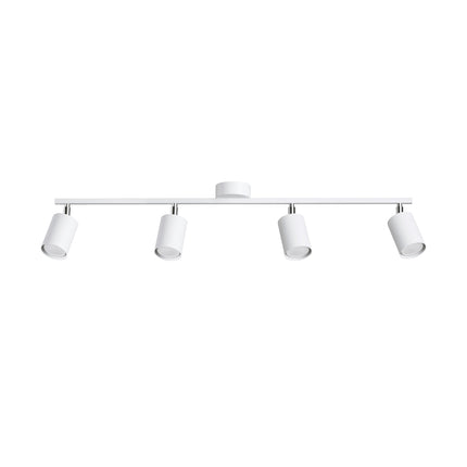 Plafonnier Focus Moderne 4 spots orientables en acier blanc, vue de face sur fond blanc, design épuré scandinave