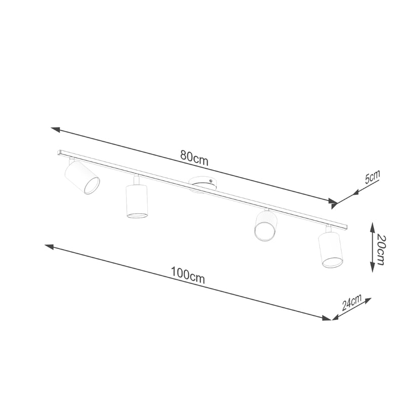 Dimensions Focus Modern 4-Spot Ceiling Light GU10 White Steel