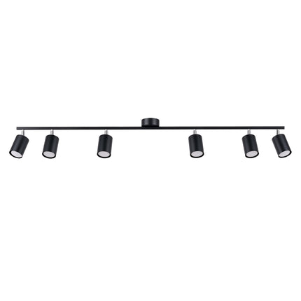 Plafonnier Focus Moderne 6 spots noir installé au plafond dans un intérieur moderne