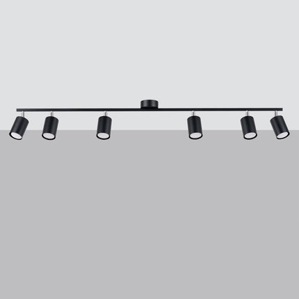 Plafonnier Focus Moderne 6 spots noir en acier, vue packshot sur fond neutre