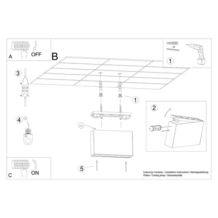 Plafonnier Focus Rectangulaire noir LED en situation, fixé sur un plafond clair