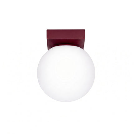 Plafonnier Globe Solis 1 globe bordeaux, packshot sur fond blanc
