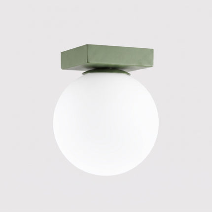 Plafonnier Globe Solis 1 globe vert olive, packshot de trois quarts
