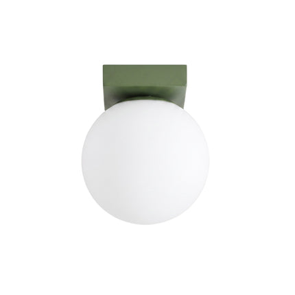 Plafonnier Globe Solis 1 globe vert olive, packshot sur fond blanc