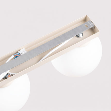 Plafonnier Globe Solis 2 globes beige, détail du système de fixation