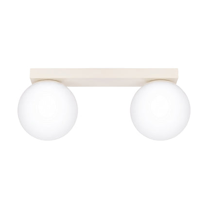 Plafonnier Globe Solis 2 globes beige, packshot sur fond blanc