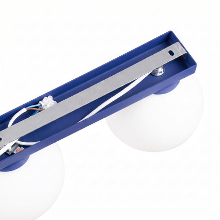 Plafonnier Globe Solis 2 globes bleu outremer, détail du système de fixation