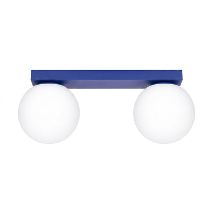 Plafonnier Globe Solis 2 globes bleu outremer, packshot sur fond blanc