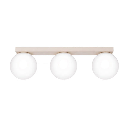 Plafonnier Globe Solis 3 globes beige, packshot sur fond blanc