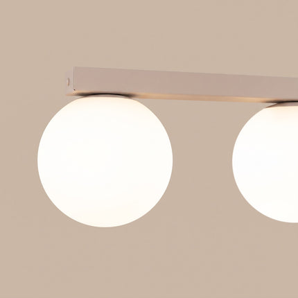 Plafonnier Globe Solis 3 globes taupe, packshot de trois quarts