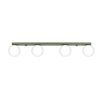 Plafonnier Globe Solis 4 globes vert olive, packshot sur fond blanc