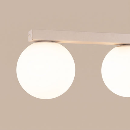 Plafonnier Globe Solis 6 globes beige, packshot de trois quarts