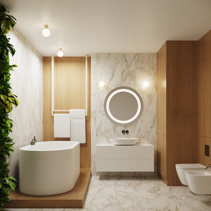 Plafonnier Halo beige IP44, cylindre nervuré en aluminium et globe en verre opalin, vue 12