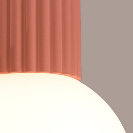 Plafonnier Halo pêche IP44, cylindre nervuré en aluminium et globe en verre opalin, vue 4