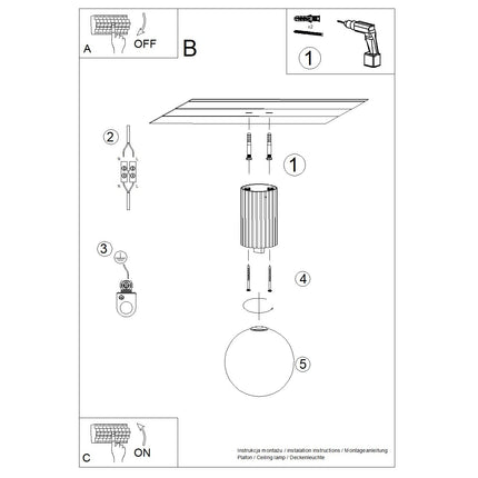 Plafonnier Halo vert olive IP44, cylindre nervuré en aluminium et globe en verre opalin, vue 10