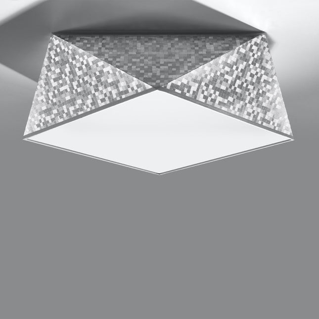 Plafonnier géométrique Hexa argenté à motif mosaïque brillant monté au plafond, panneau carré diffusant