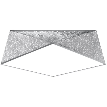 Plafón geométrico Hexa plateado facetado cubiertos de mosaico brillante sobre fondo claro