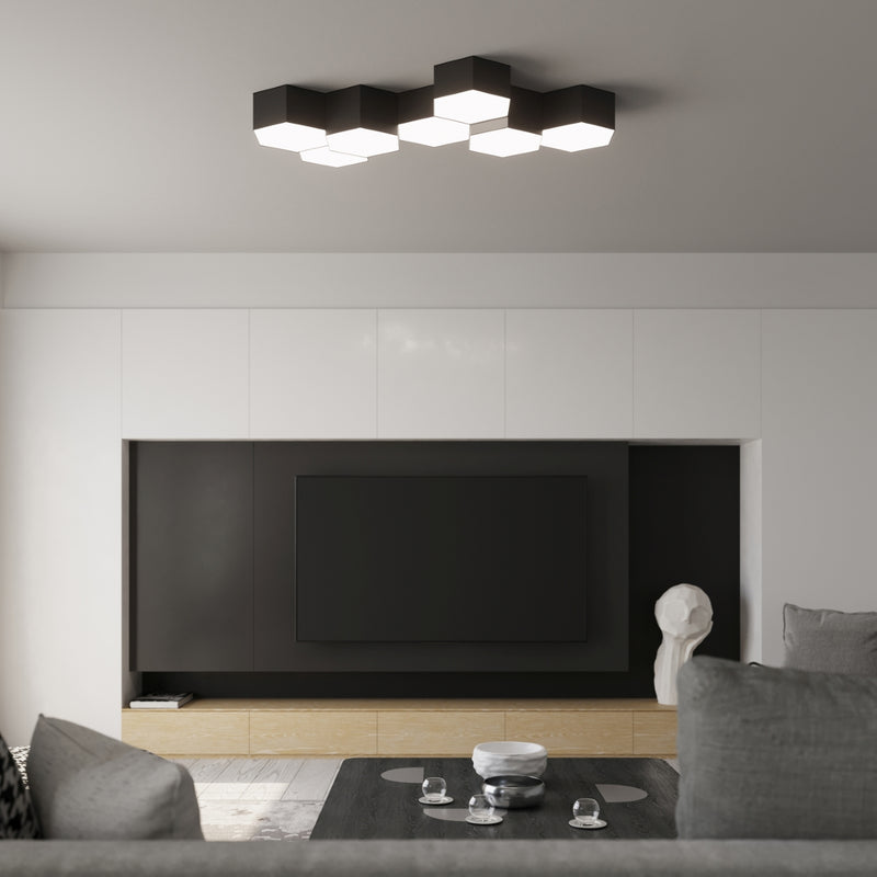 Dimensions Pure Hexagonal Black PVC Ceiling Light