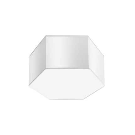 Plafonnier Hexagonal Pure 15 blanc, vue packshot sur fond clair, hexagone en PVC blanc.