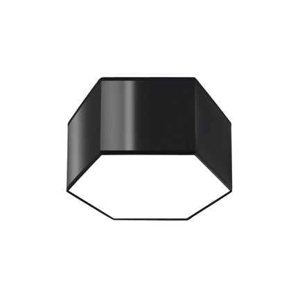 Plafonnier Hexagonal Pure 15 noir, vue packshot sur fond clair, hexagone en PVC noir.