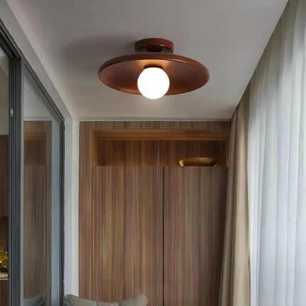 Plafonnier LED nordique en bois foncé façon noyer