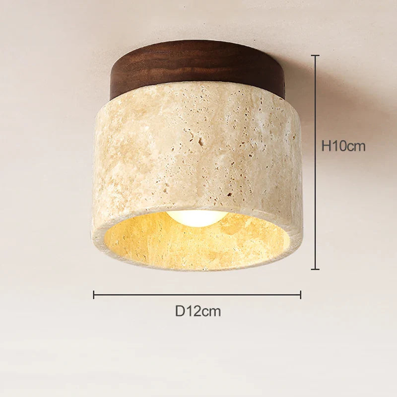 Dimensions Plafonnier LED en Pierre de Travertin