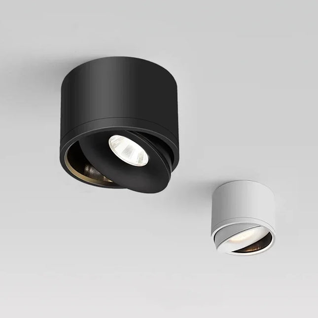 Plafonnier LED monté en surface éclairant un plafond de salon contemporain