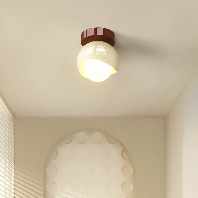 Plafonnier LED en verre nordique au design minimaliste, abat-jour en verre et fer poli