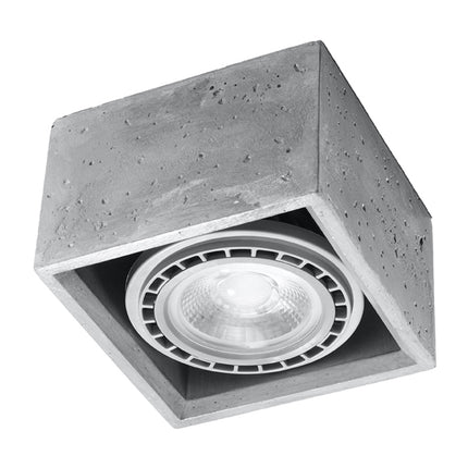 Plafonnier Moderne Carré 1 en béton, spot orientable, éteint