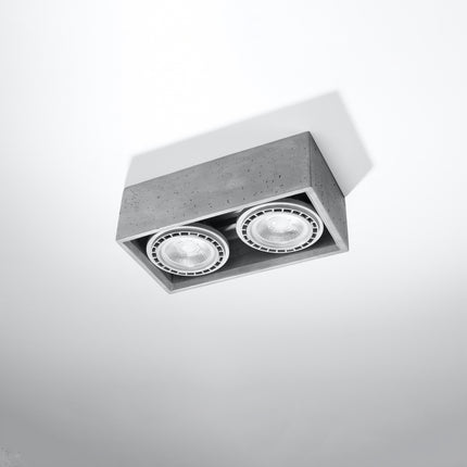 Plafonnier Moderne Carré 2 en béton fixé au plafond, spots orientables, éteint