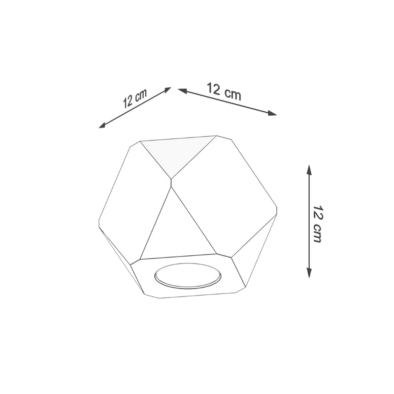 Dimensions Plafonnier Multi-Facettes 1 Spot Bois Naturel Design Géométrique