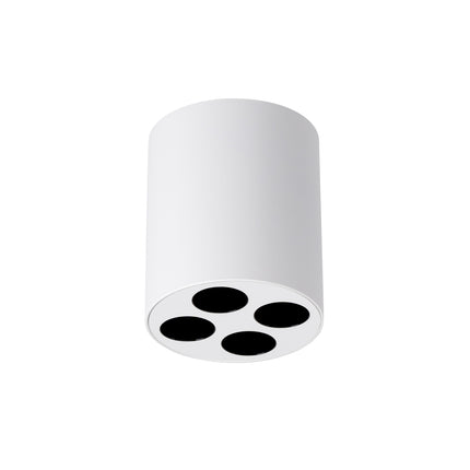 Vue générale du plafonnier multi-spot blanc en aluminium, silhouette cylindrique compacte