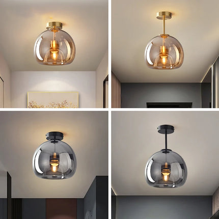 Plafonnier nordique verre LED minimaliste au-dessus d'un bureau