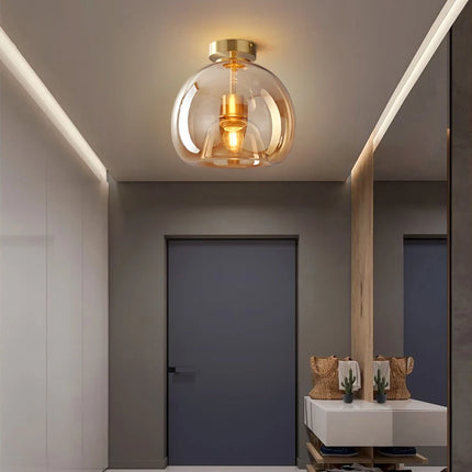 Plafonnier nordique verre LED minimaliste dans une chambre