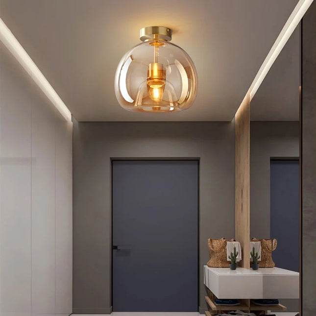 Plafonnier nordique verre LED minimaliste dans une chambre