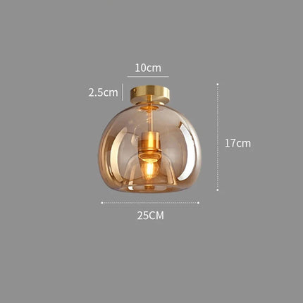 Plafonnier nordique verre LED minimaliste fixé au plafond