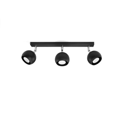Plafonnier oculaire 3 spots orientables noir posé dans un intérieur contemporain
