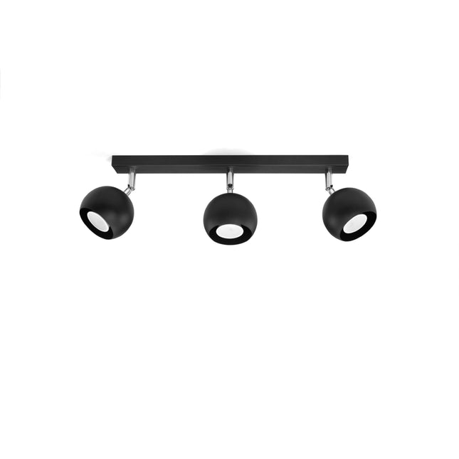 Plafonnier oculaire 3 spots orientables noir posé dans un intérieur contemporain