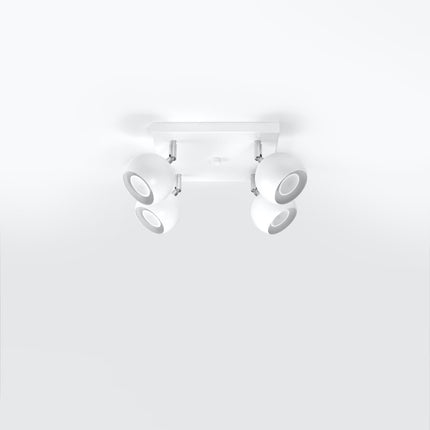 Plafonnier oculaire 4 spots orientables carré blanc posé dans un intérieur contemporain