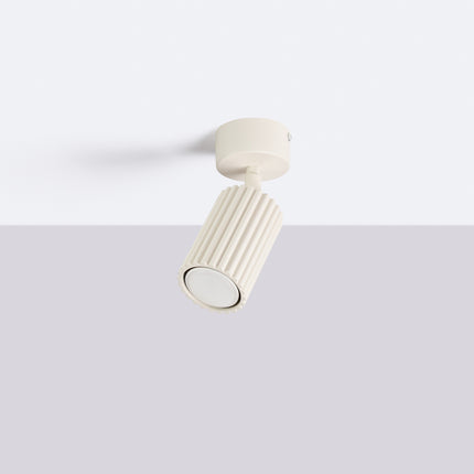 Plafonnier Oslo 1 Spot Orientable en Aluminium Cannelé Beige, vue en situation